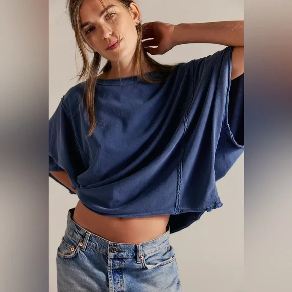 NWT Free People Next Level Tee in Real Teal - Picture 1 of 5